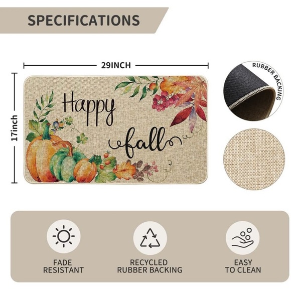 Happy Fall Maple Leaf Leaves Pumpkins Decorative Doormat🧿 - Picture 7 of 7